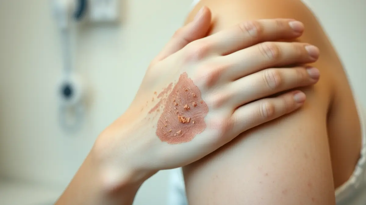 Imatge genèrica d'una persona amb psoriasi, mostrant una zona de pell afectada.