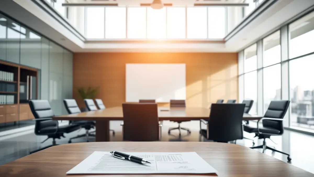 Generic image of a modern office space with a conference table and natural light.