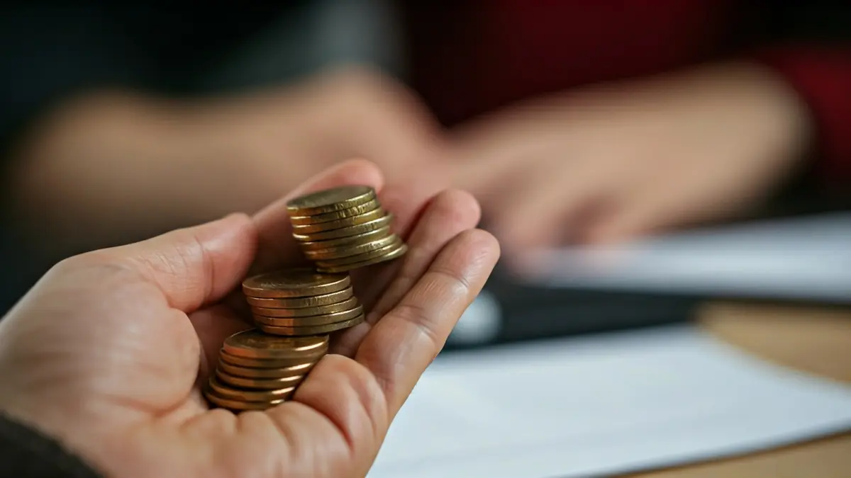 Generic image of euro coins on documents, symbolizing financial aid.