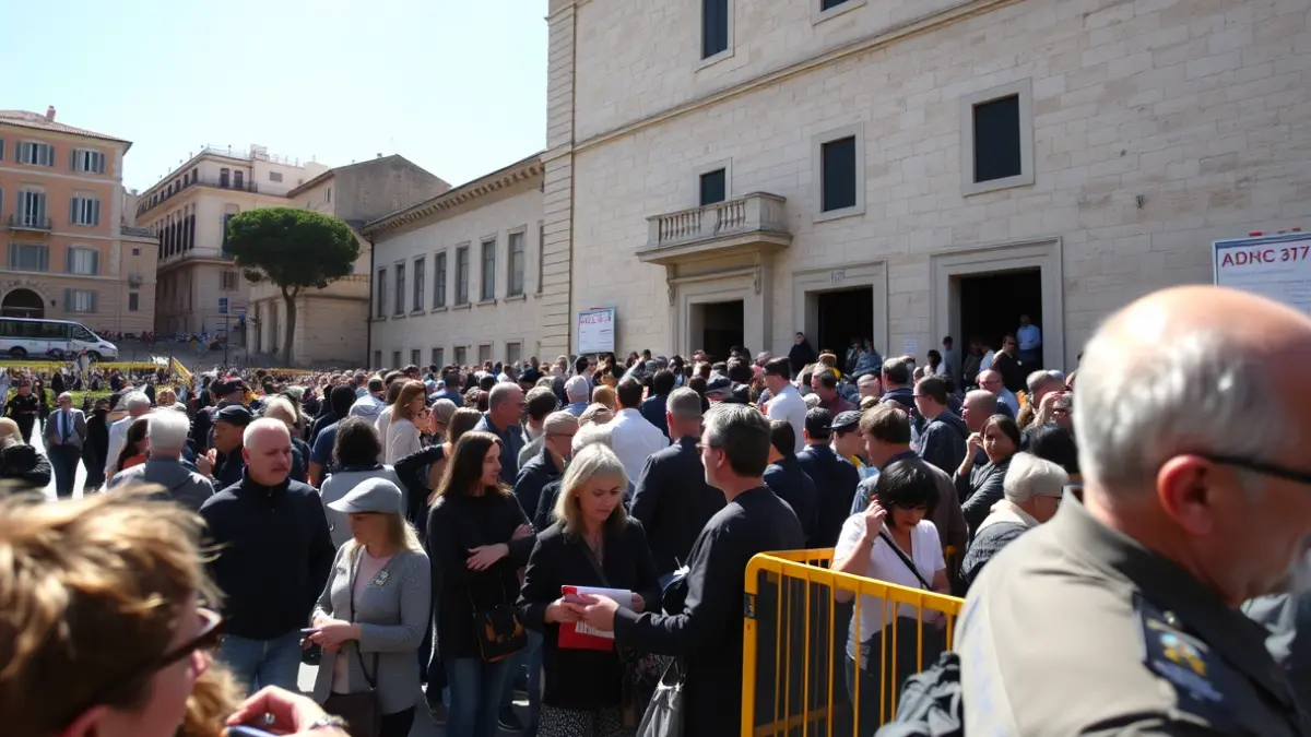 Cientos de personas haciendo cola frente al ayuntamiento de Valencia para tramitar la regularización.