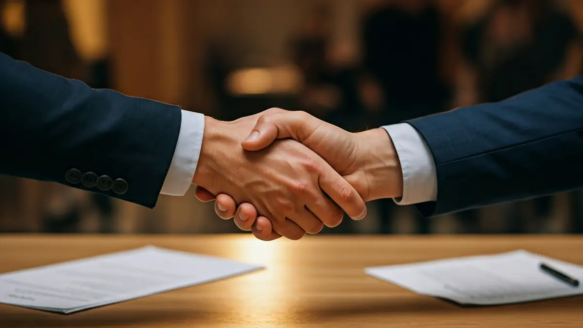 Generic image of hands shaking in a political or negotiation context.