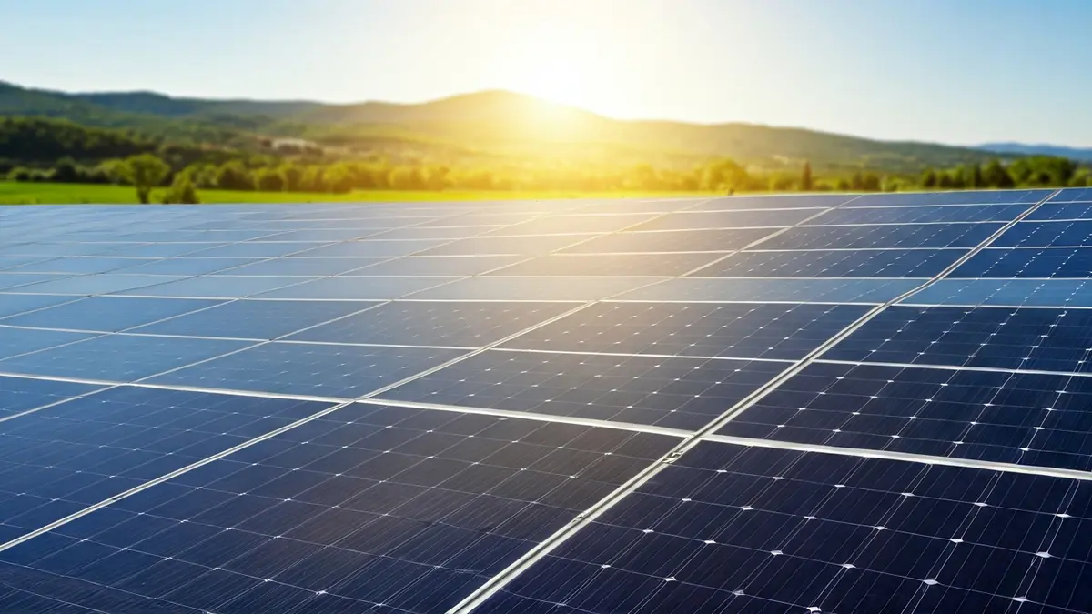 Imatge genèrica de panells solars en un camp obert sota el sol.