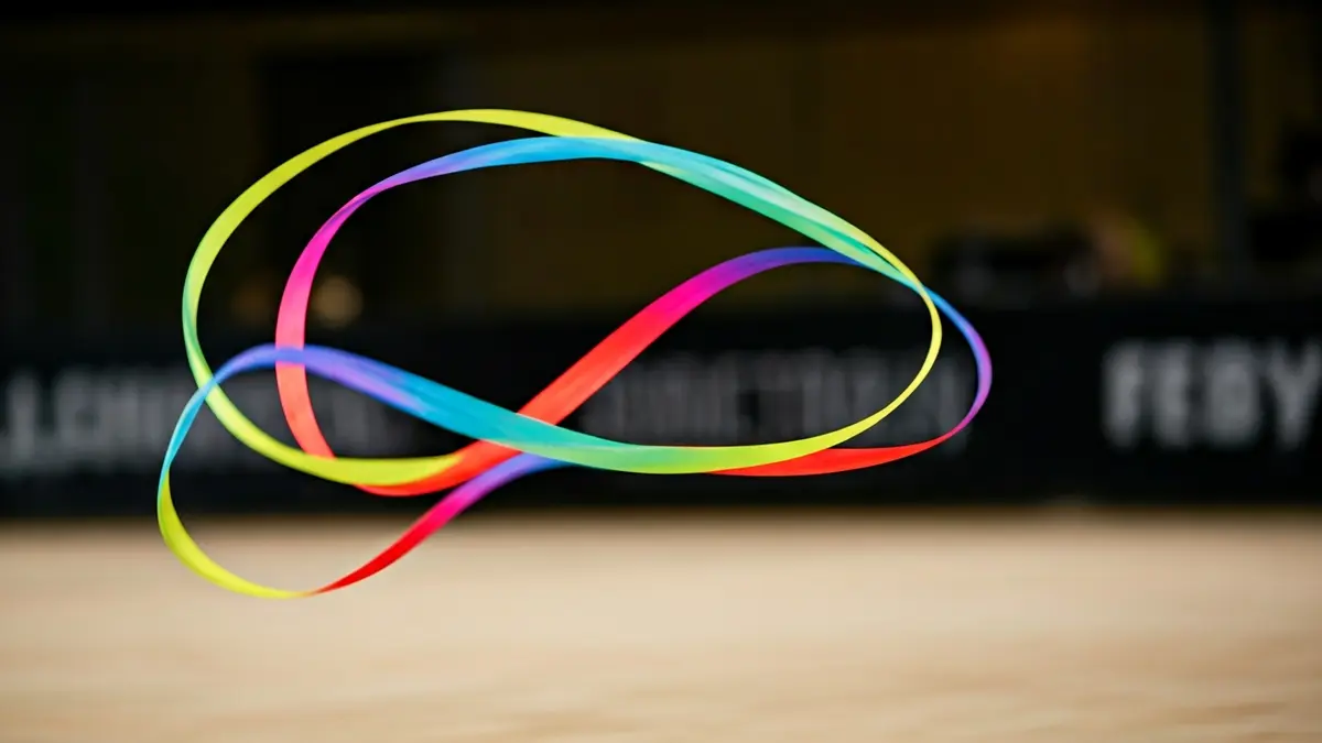 Imatge genèrica d'una cinta de gimnàstica rítmica en moviment.