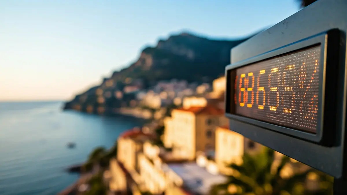 Generic image of a hotel occupancy sign with high percentages in a Mediterranean coastal city.