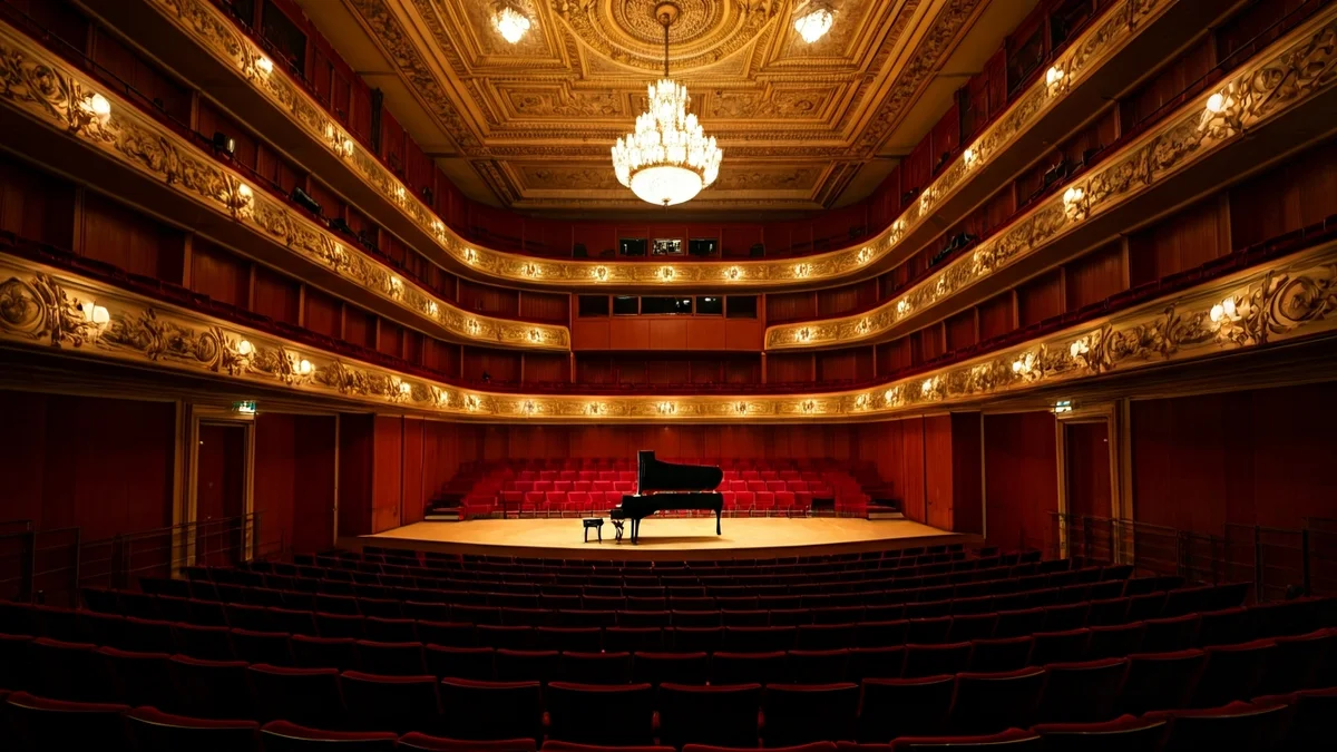 Imatge genèrica d'un auditori de música clàssica amb seients de vellut vermell i detalls daurats.