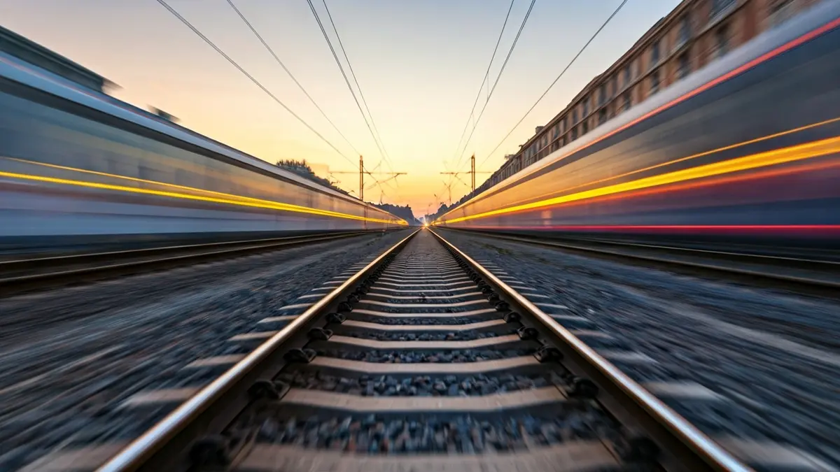 Imatge genèrica de vies de tren amb llums borroses al fons.