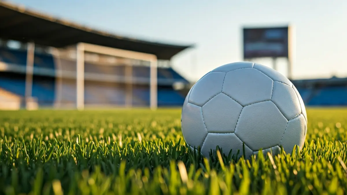 Generic image of a soccer ball on a football pitch.