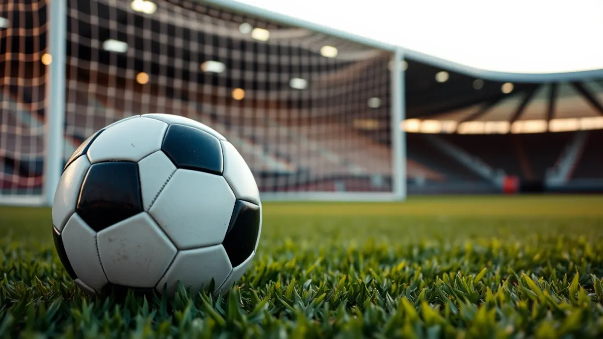 Generic image of a soccer ball on a stadium pitch.