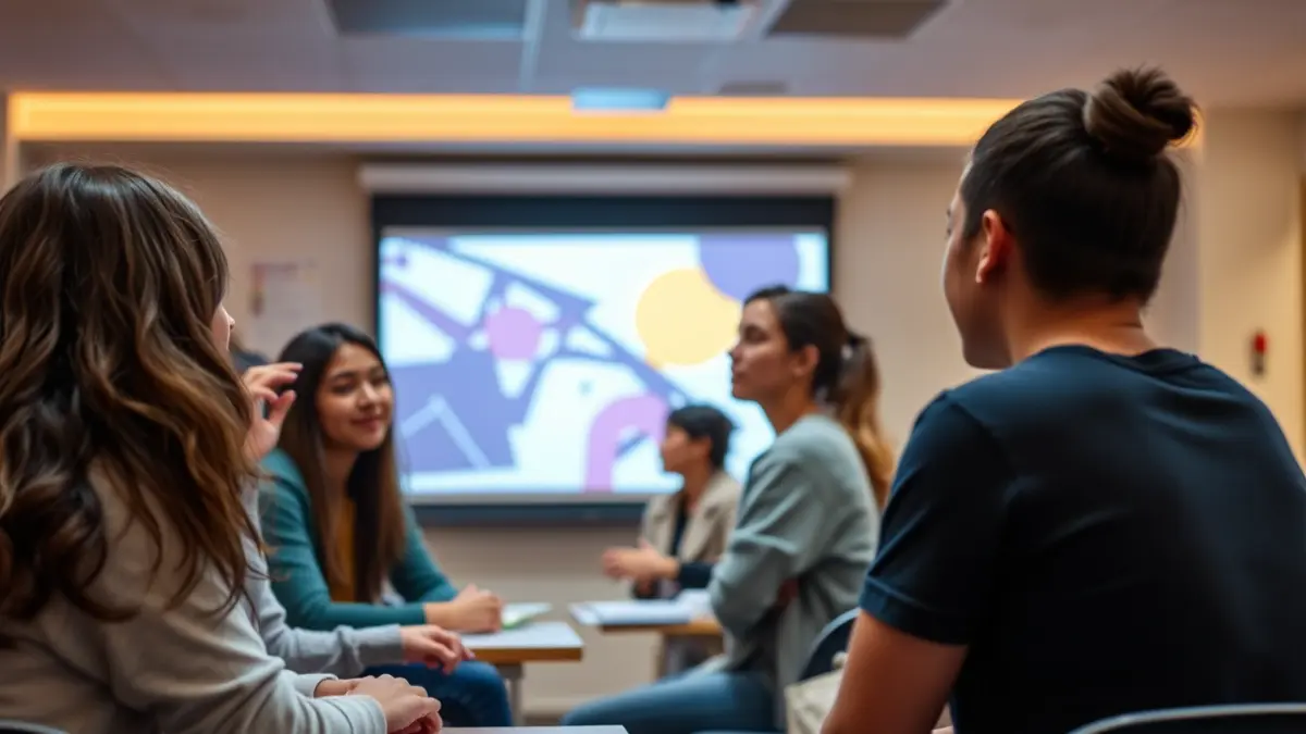 Generic image of students participating in a training session on gender violence.