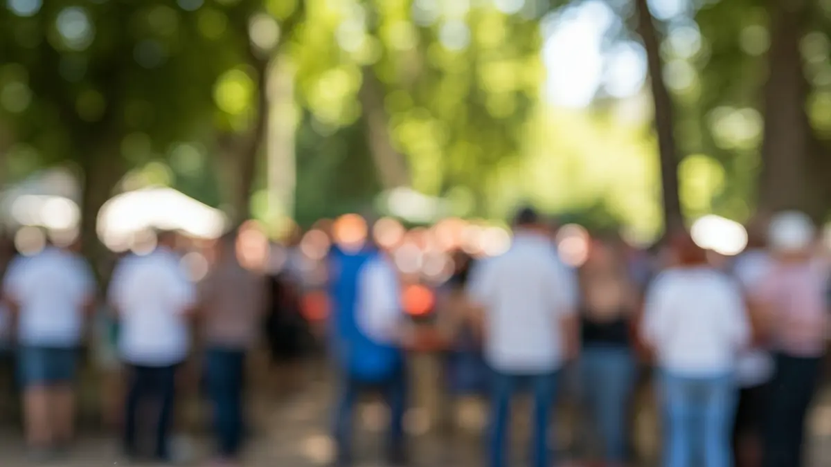 Generic image of a festive outdoor gathering in a Mediterranean park.
