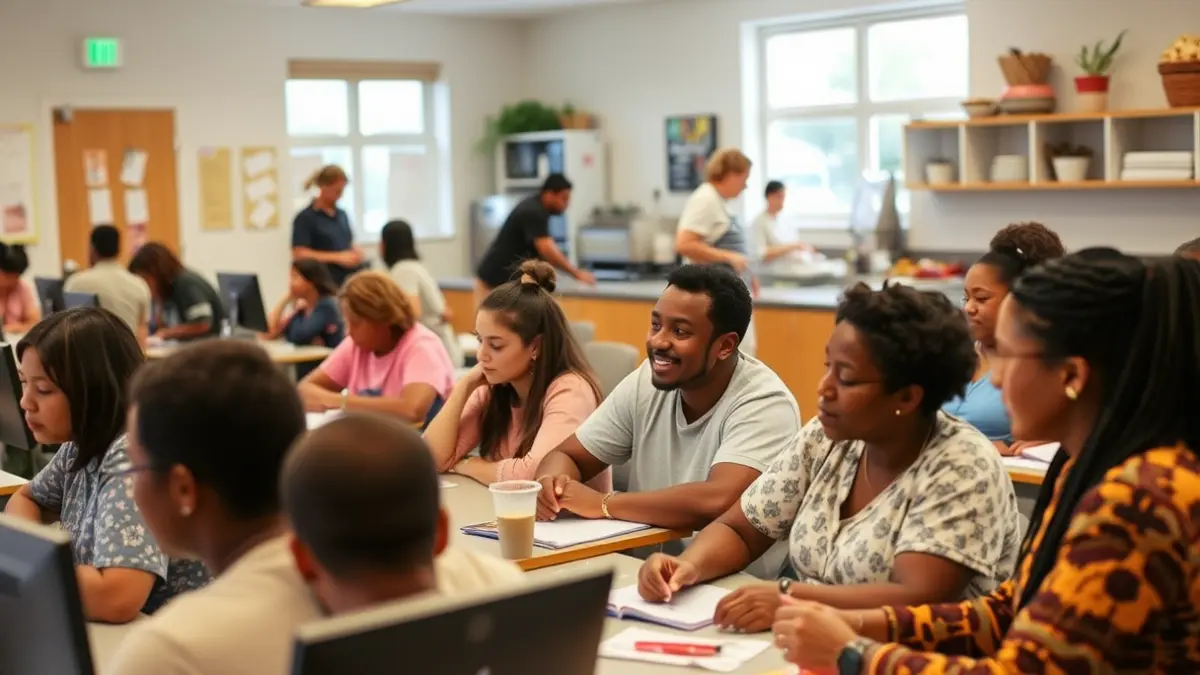 Imagen genérica de un grupo de personas participando en un curso o taller en un centro educativo.
