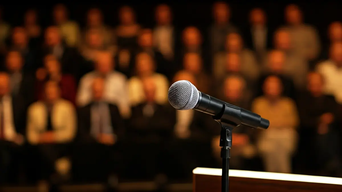 Imagen genérica de un micrófono en un atril, simbolizando un debate político.