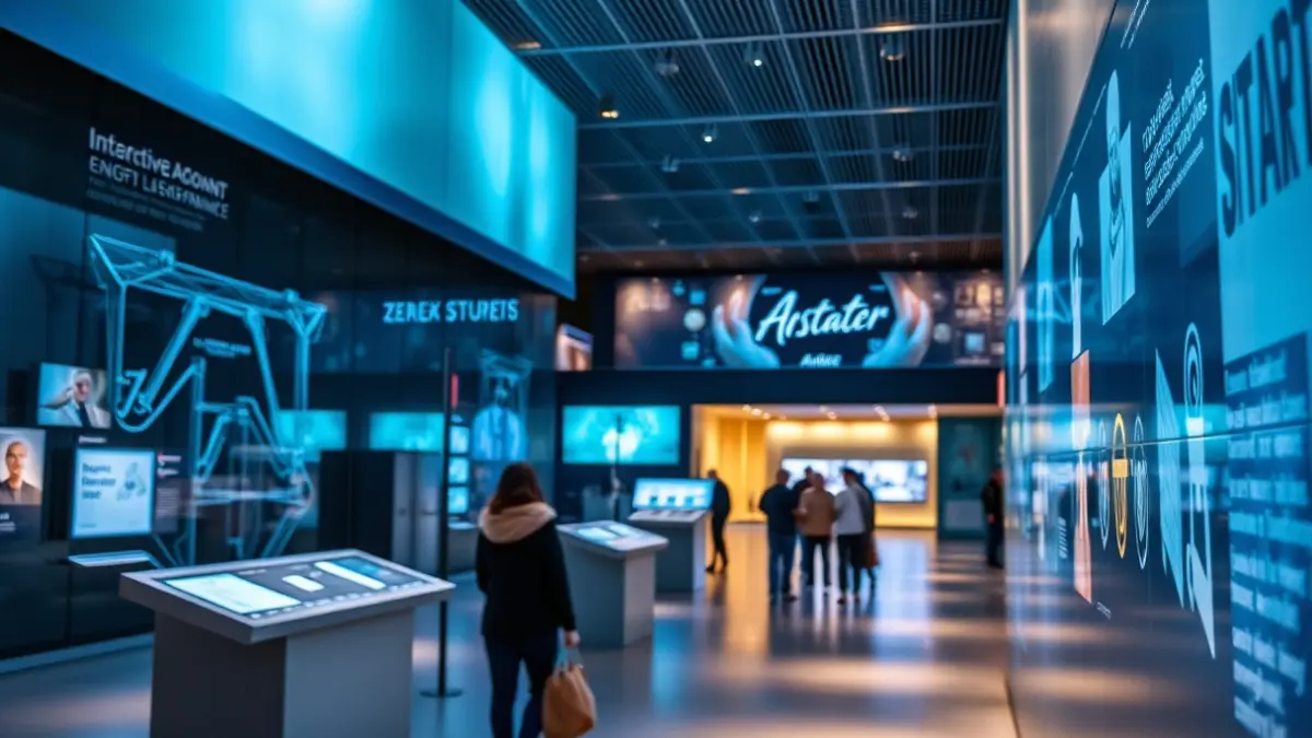Generic image of a modern museum interior with digital displays and interactive exhibits.