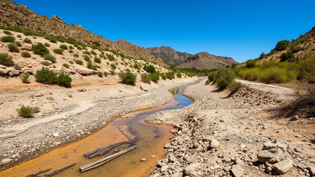 Generic image of a dry barranco with sparse vegetation, in a Mediterranean landscape.