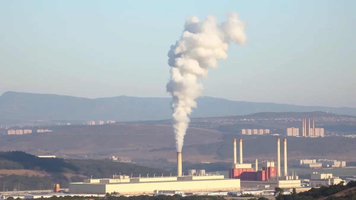 Image of a large column of smoke rising from a waste treatment plant in Onda.