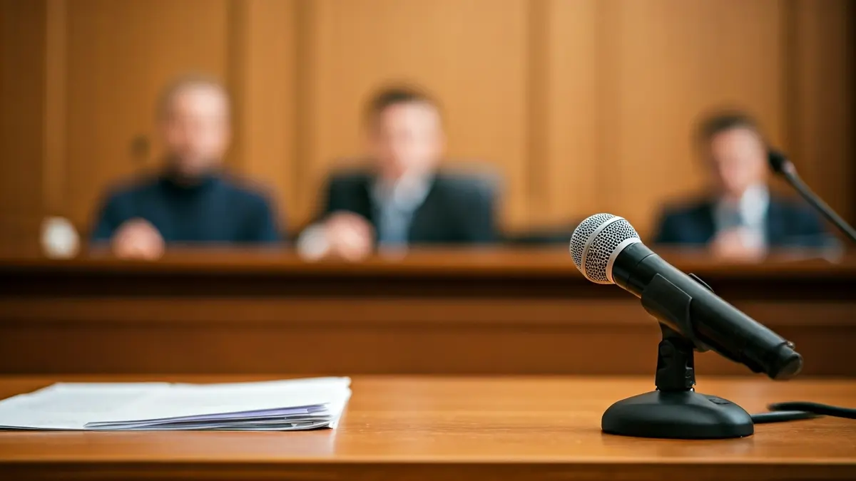 Imagen genérica de un micrófono en un entorno judicial.
