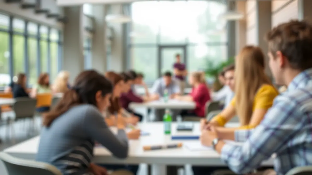 Imatge genèrica d'una reunió comunitària o taller, amb persones col·laborant en un espai públic.