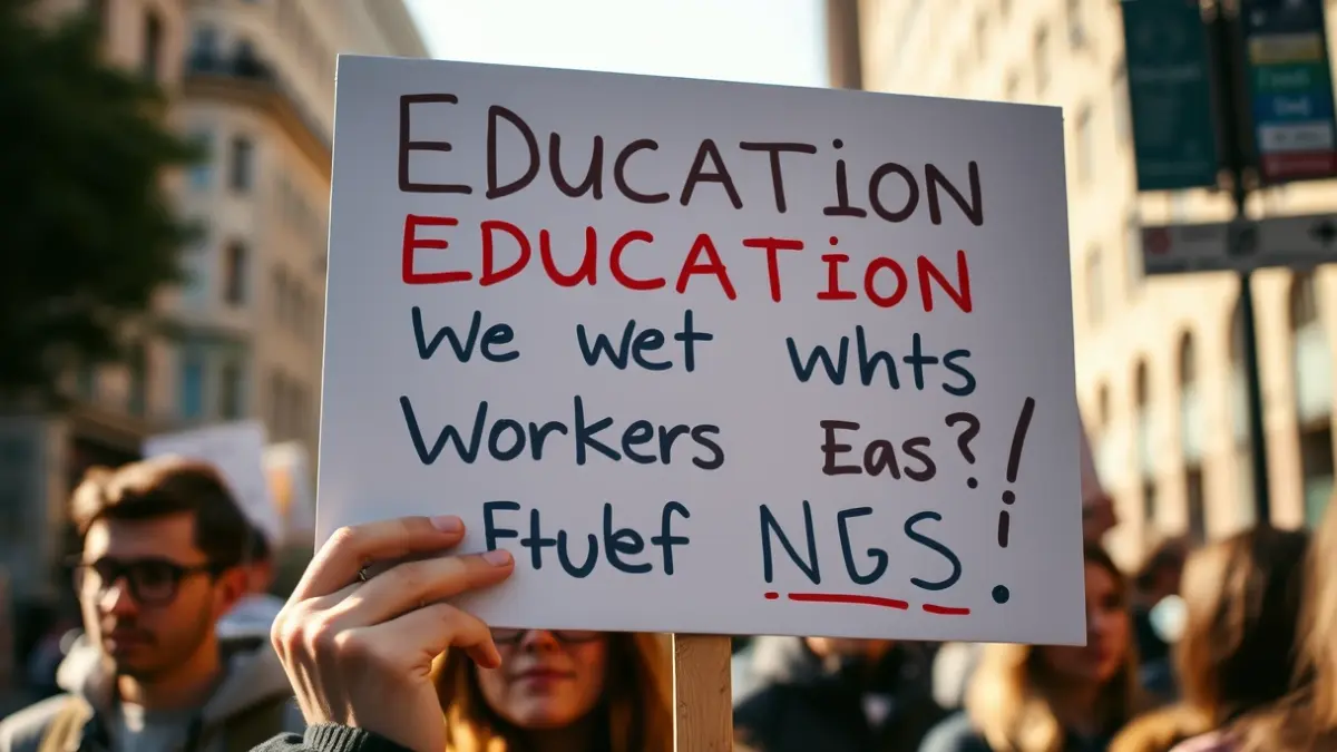 Imagen genérica de una pancarta de protesta en una manifestación educativa.