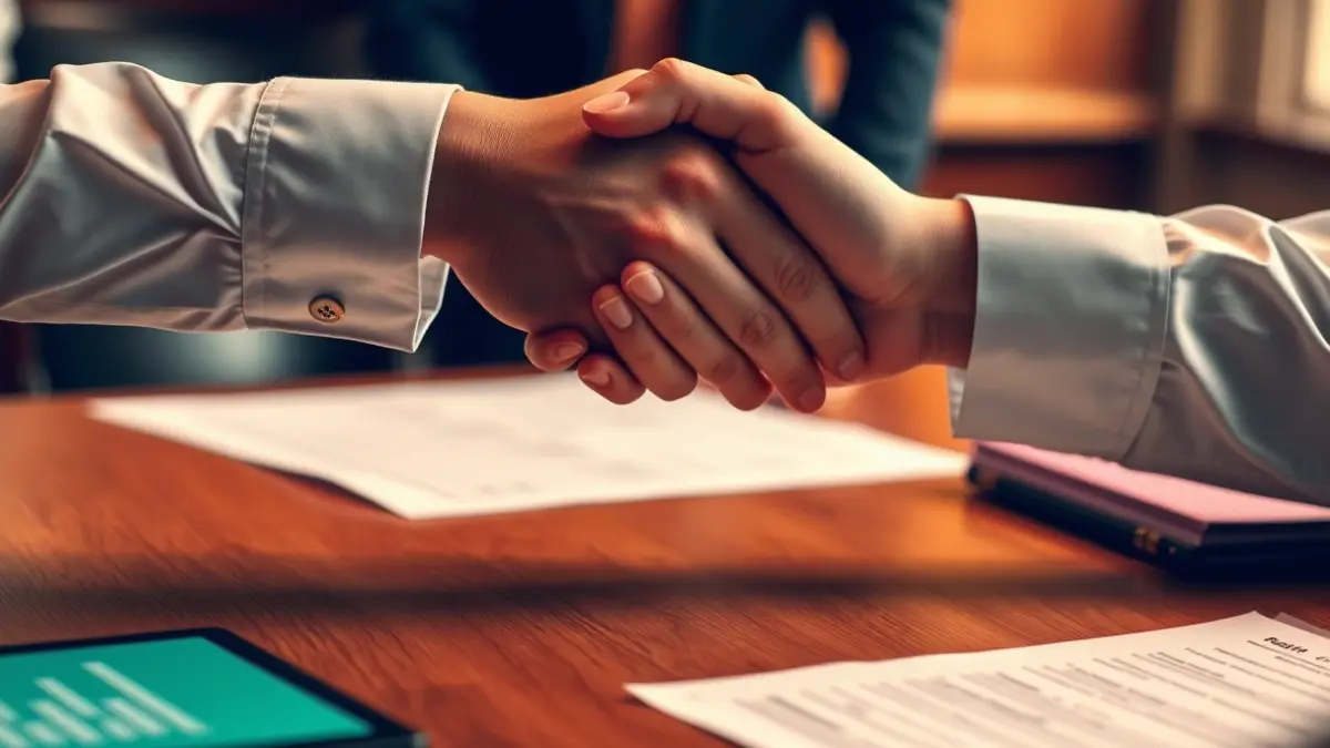 Imatge genèrica de dos mans encaixant sobre un escrit, simbolitzant un acord polític.
