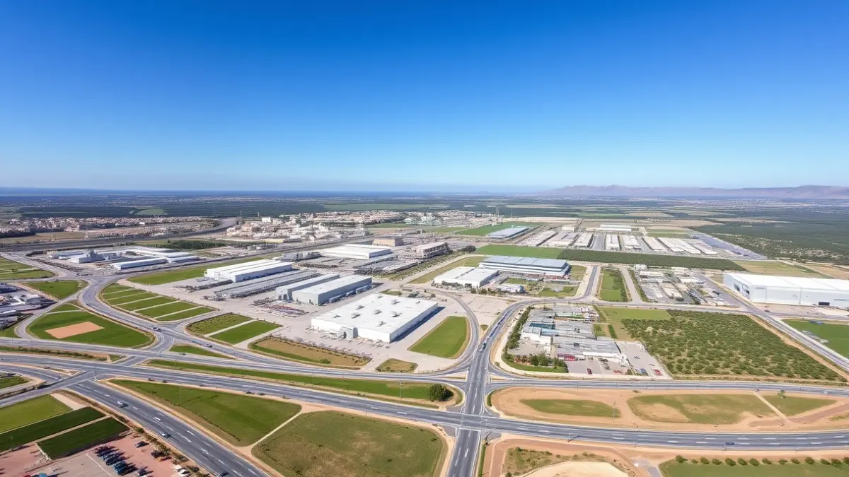 Imatge genèrica d'una àrea industrial moderna amb carreteres i zones verdes.