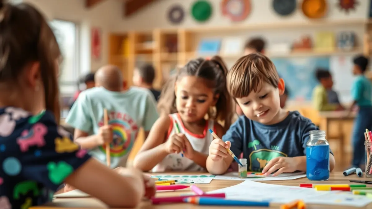 Imatge genèrica de xiquets fent activitats creatives en un campament d'estiu.