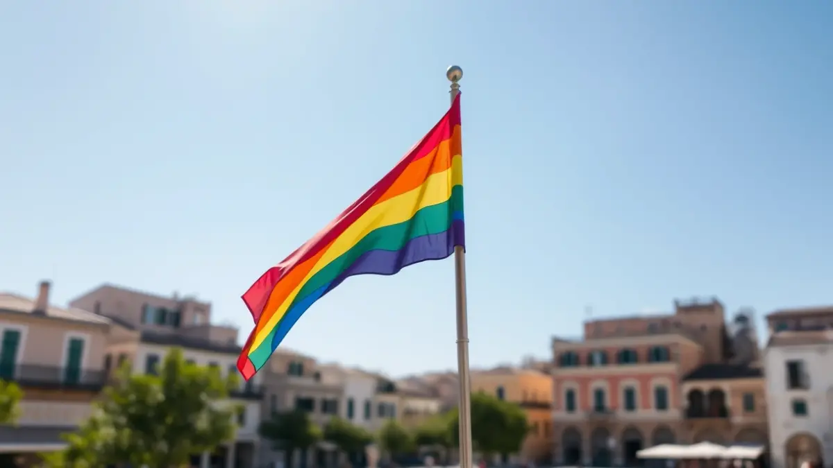 Imagen genérica de una bandera arcoíris ondeando, símbolo de la diversidad.