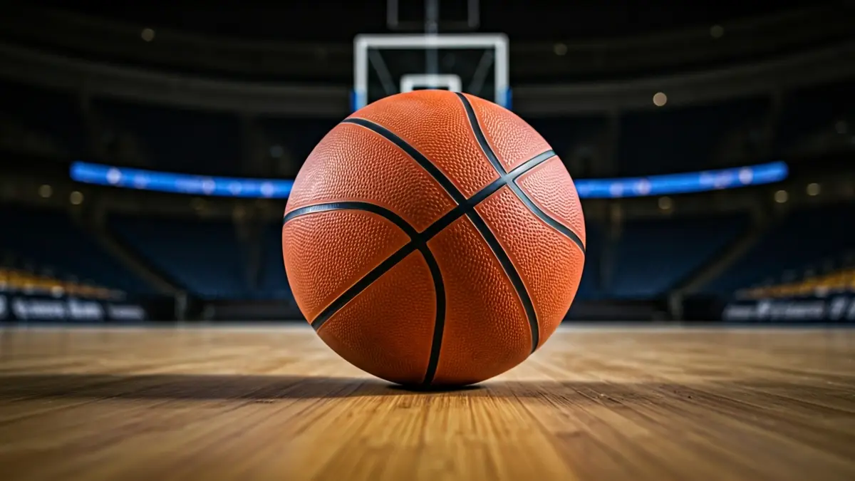 Imatge genèrica d'una pilota de bàsquet en una pista de fusta.