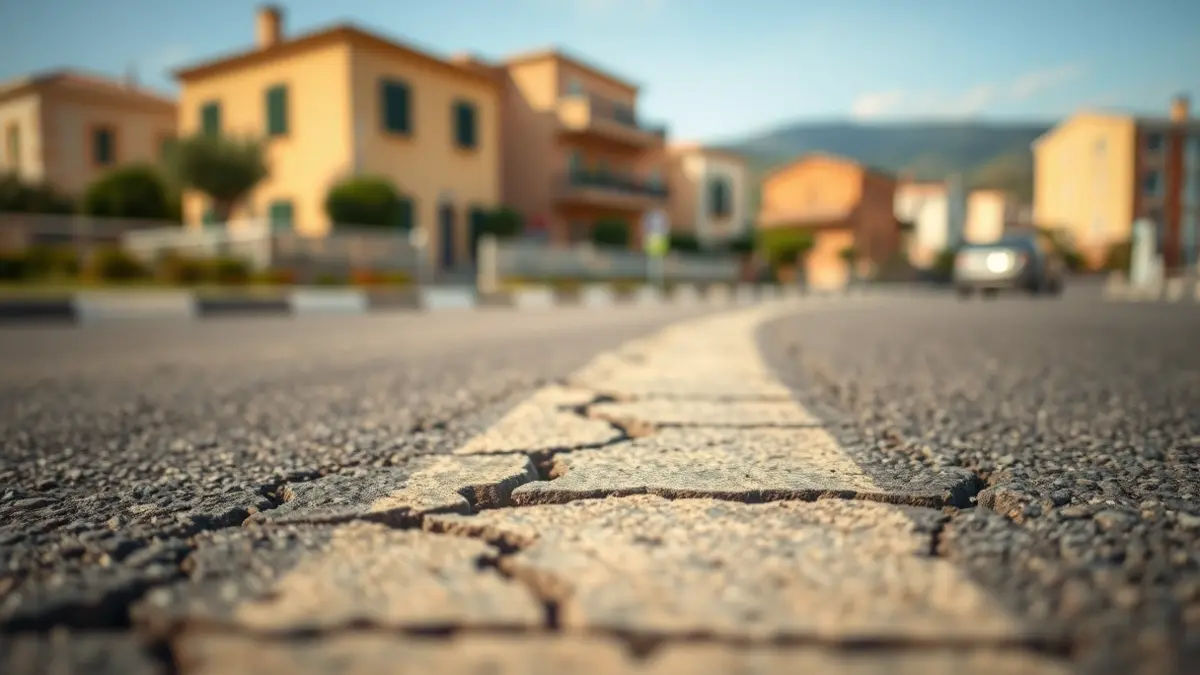 Imatge genèrica d'una carretera amb esquerdes, simbolitzant l'activitat sísmica.