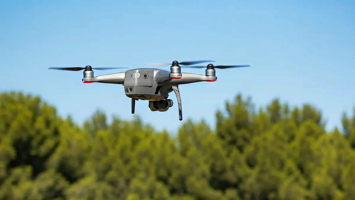 Imatge genèrica d'un dron sobrevolant un bosc, simbolitzant vigilància forestal.