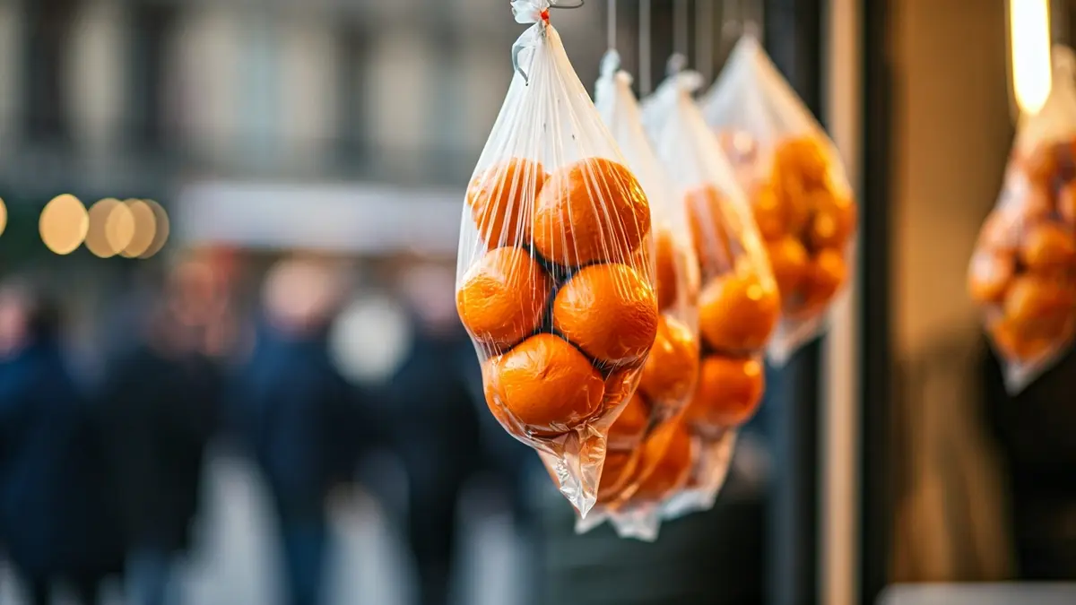 Art installation 'Insostenible' by Salva Mascarell in Pego library, featuring vacuum-sealed oranges.