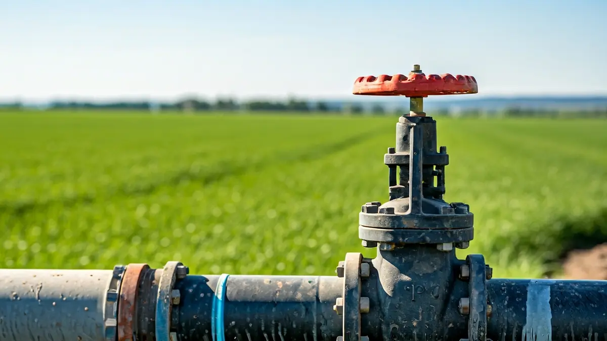 Imatge genèrica d'una vàlvula d'aigua en una canonada de reg.