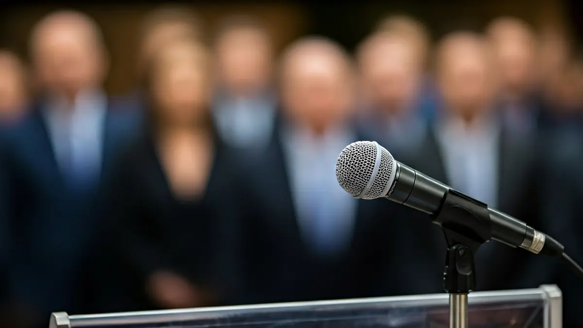 Imatge genèrica d'un micròfon en un faristol, simbolitzant una declaració política o roda de premsa.