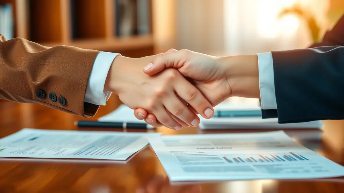 Imagen genérica de dos manos estrechándose en un contexto de negocio internacional.
