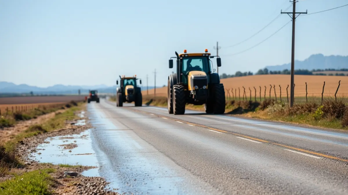 Image of a rural road under repair after a flood in the Valencian Community.