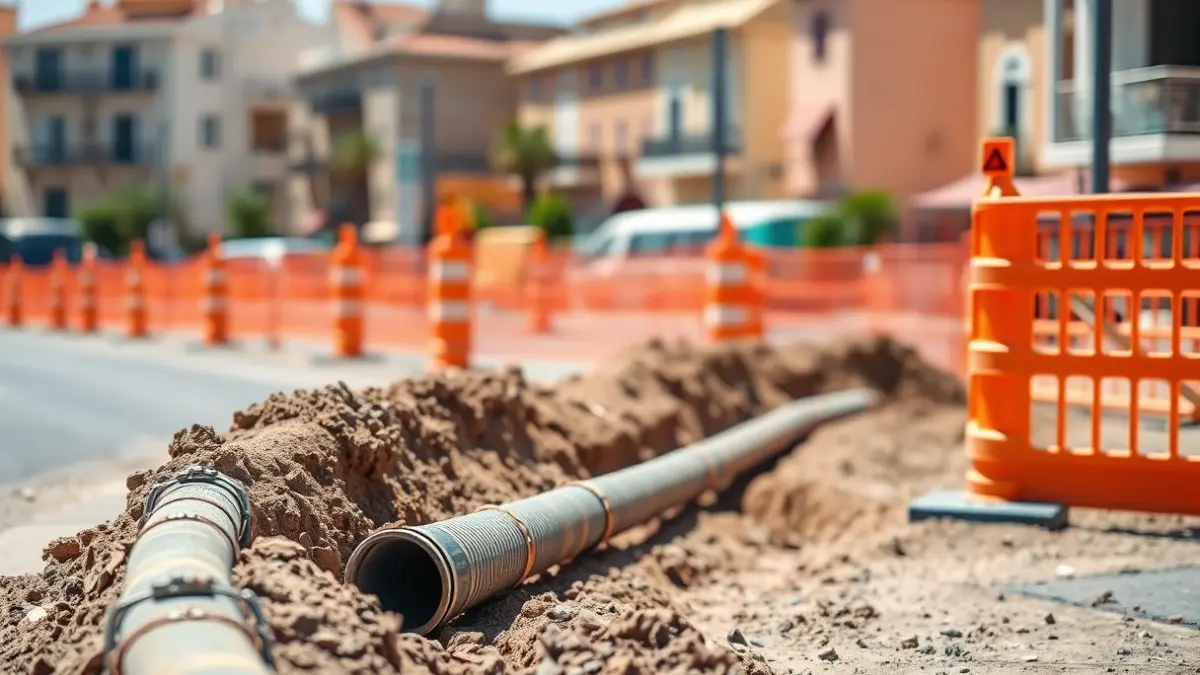 Generic image of street construction with orange safety barriers.