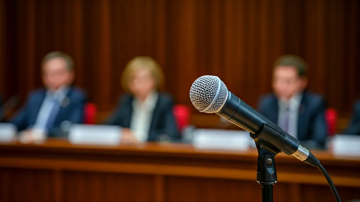 Imagen genérica de un micrófono en un atril, simbolizando un debate político o una comparecencia.