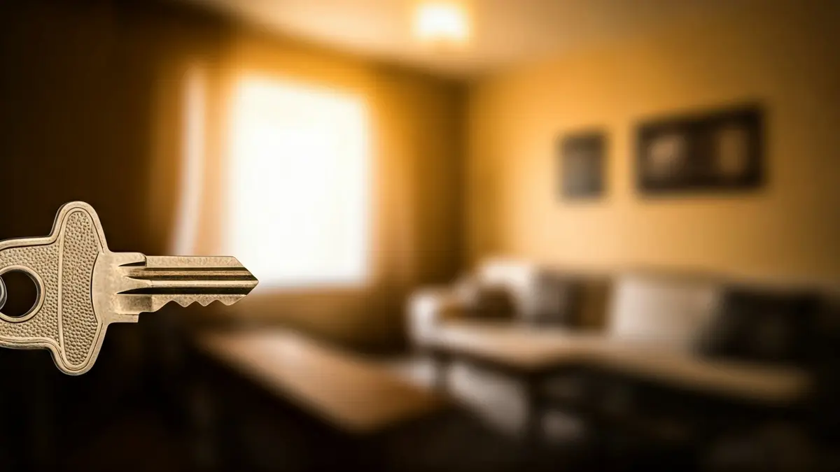 Generic image of a key in a lock, symbolizing access to housing.