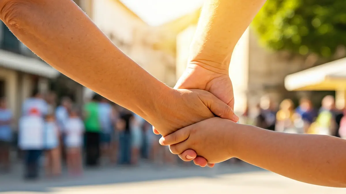 Imatge genèrica de la mà d'un xiquet agafant la mà d'un adult, simbolitzant suport.