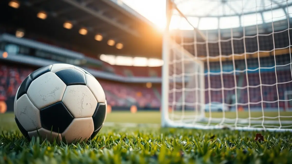 Generic image of a soccer ball on a green field.