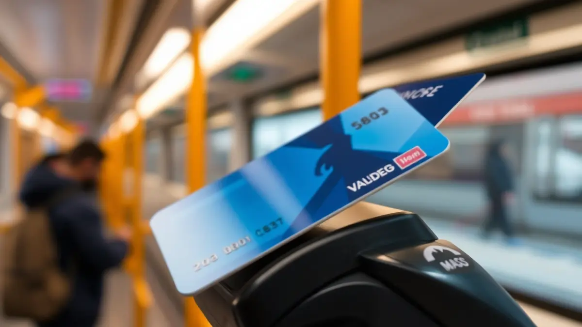 Imatge genèrica d'una targeta de transport validant-se en un lector.