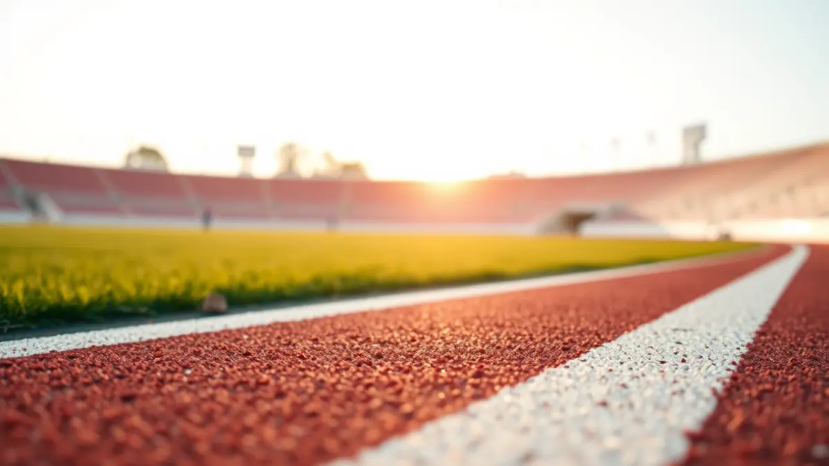 Imagen genérica de una pista de atletismo con sus líneas de carril.