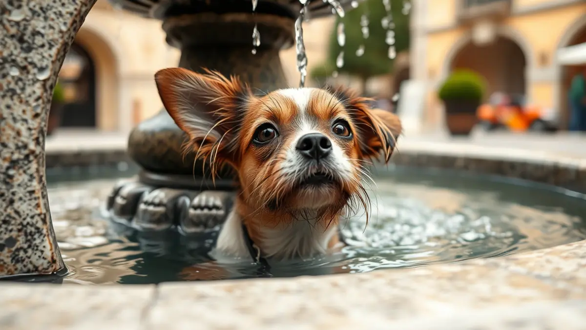 Image of a small dog rescued from a fountain in Santa Pola.