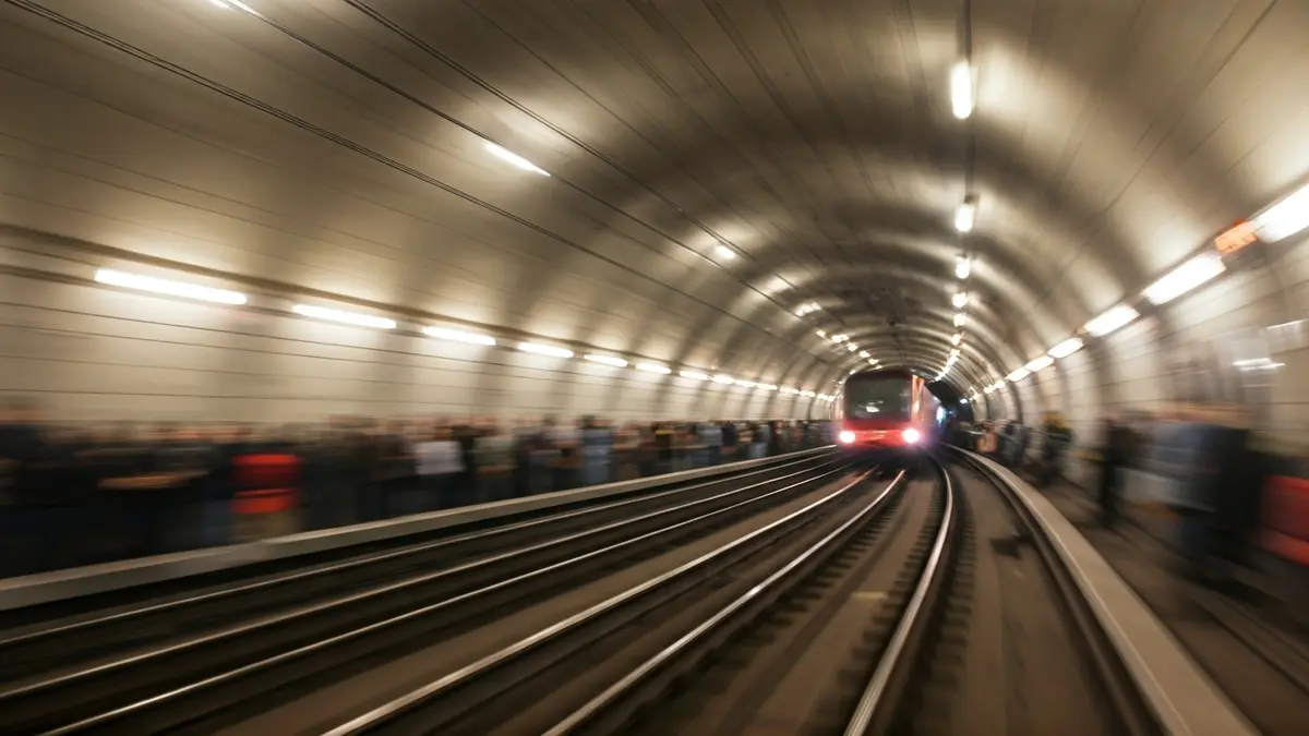 Imatge genèrica d'un túnel de metro amb un tren en moviment, suggerint una interrupció en el servici.
