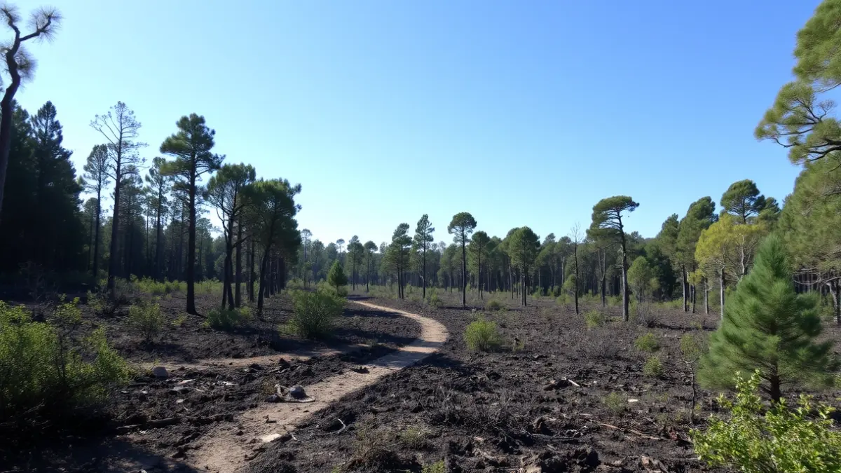 Generic image of a firebreak in a Mediterranean forest.