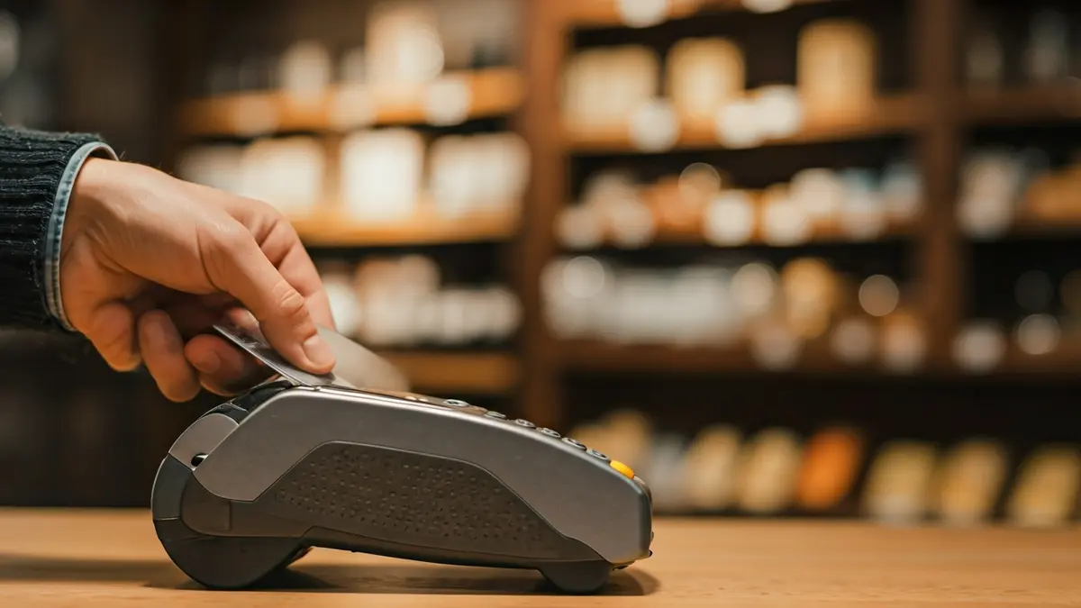 Imagen genérica de una tarjeta de crédito utilizándose en un terminal de pago.