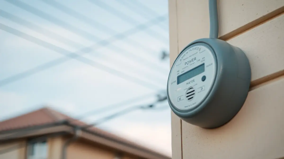 Generic image of an electrical power meter on a facade, symbolizing a power outage.