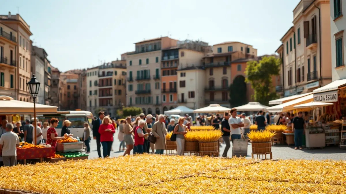 Imatge de la Plaça de l'Ajuntament de València durant la celebració de TastArròs, amb gent i un sequer urbà.