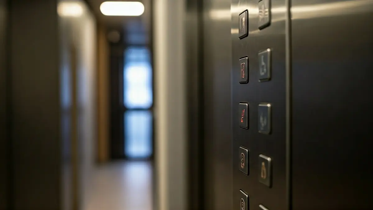 Generic image of an elevator control panel with illuminated buttons.