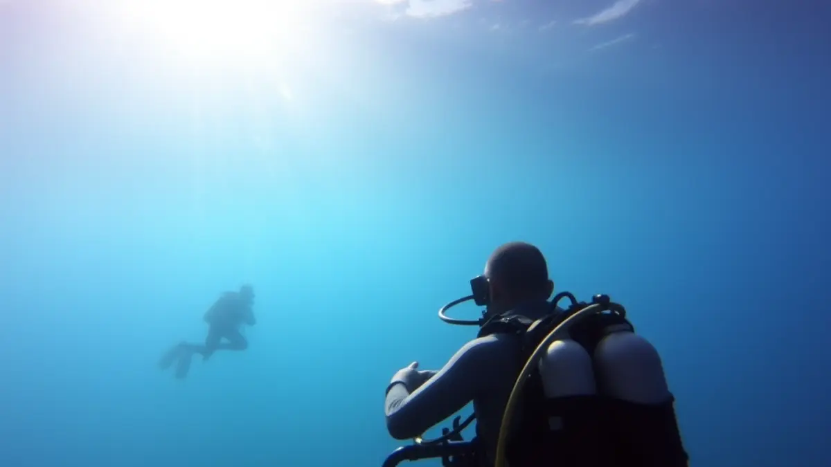 Imatge genèrica d'una persona practicant busseig adaptat en una piscina, amb equipament especialitzat.