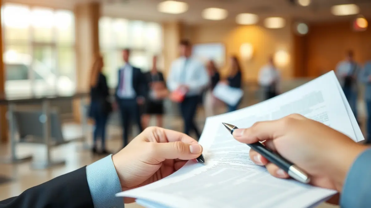 Imatge genèrica de mans gestionant documentació en una oficina pública.